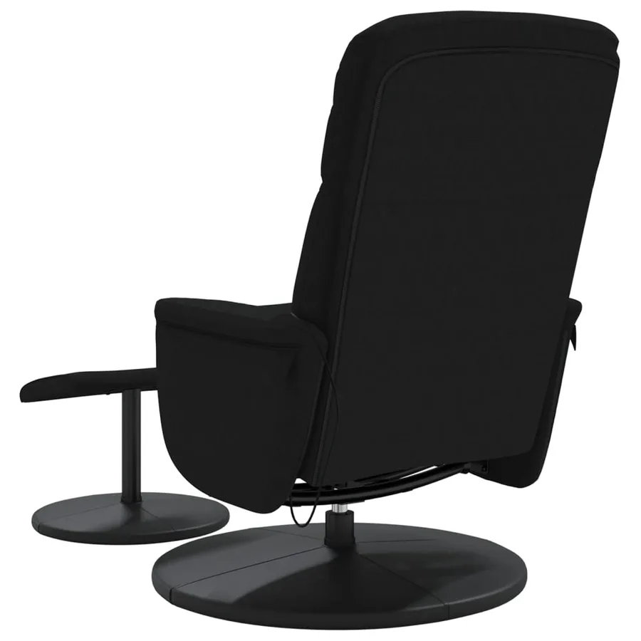 Fauteuil de massage inclinable avec repose-pied noir velours - 6
