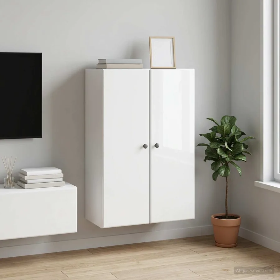 Armoire Murale Blanc brillant 66 x 34,5 x 90 cm