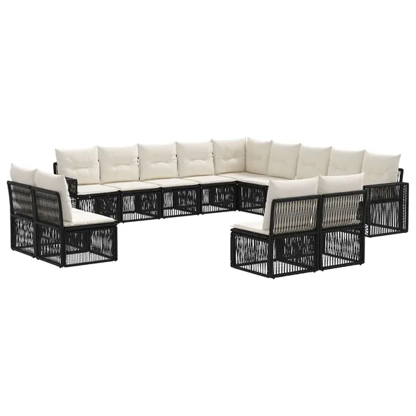 Ensemble de canapé de jardin 13 pcs Noir et blanc crème