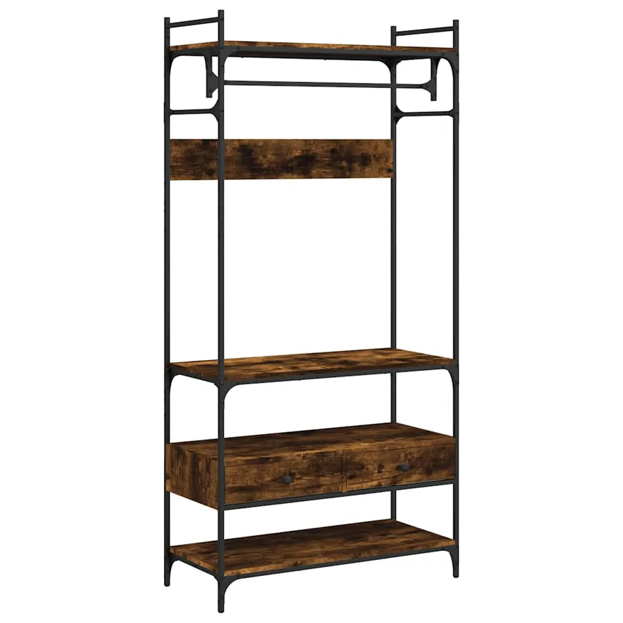 Armoire à tiroirs chêne fumé 89x39x184,5 cm bois d'ingénierie - 2
