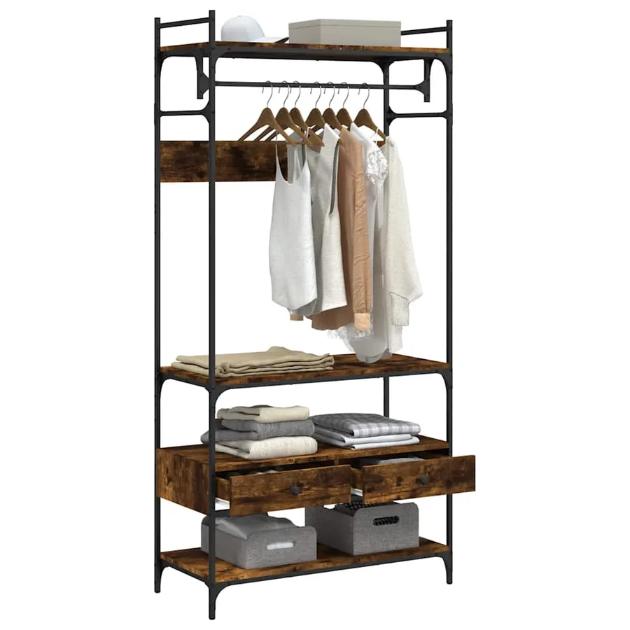 Armoire à tiroirs chêne fumé 89x39x184,5 cm bois d'ingénierie - 4