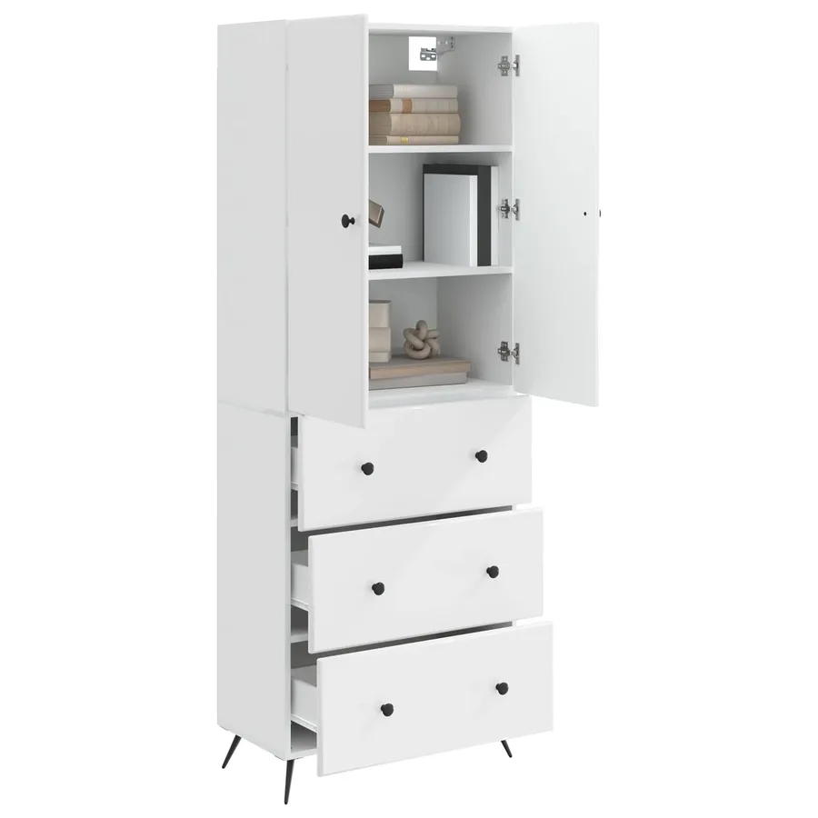Ensemble de Meubles 2 pcs Blanc brillant 66 x 34,5 x 90 cm - 3