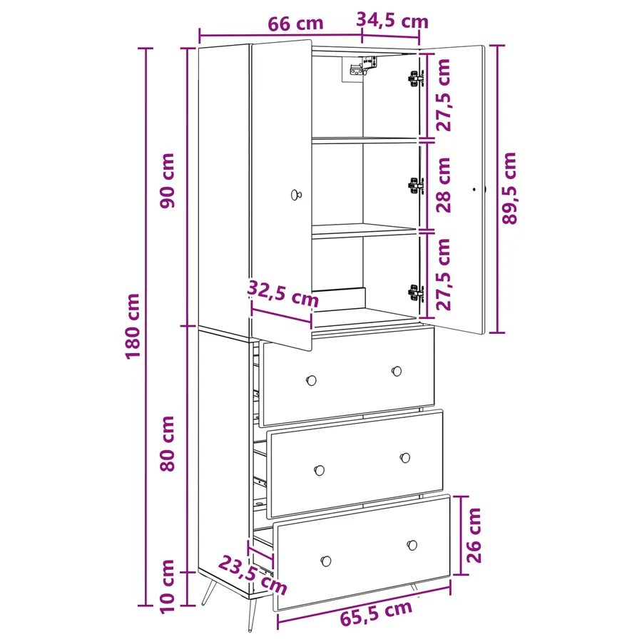 Ensemble de Meubles 2 pcs Blanc brillant 66 x 34,5 x 90 cm - 8