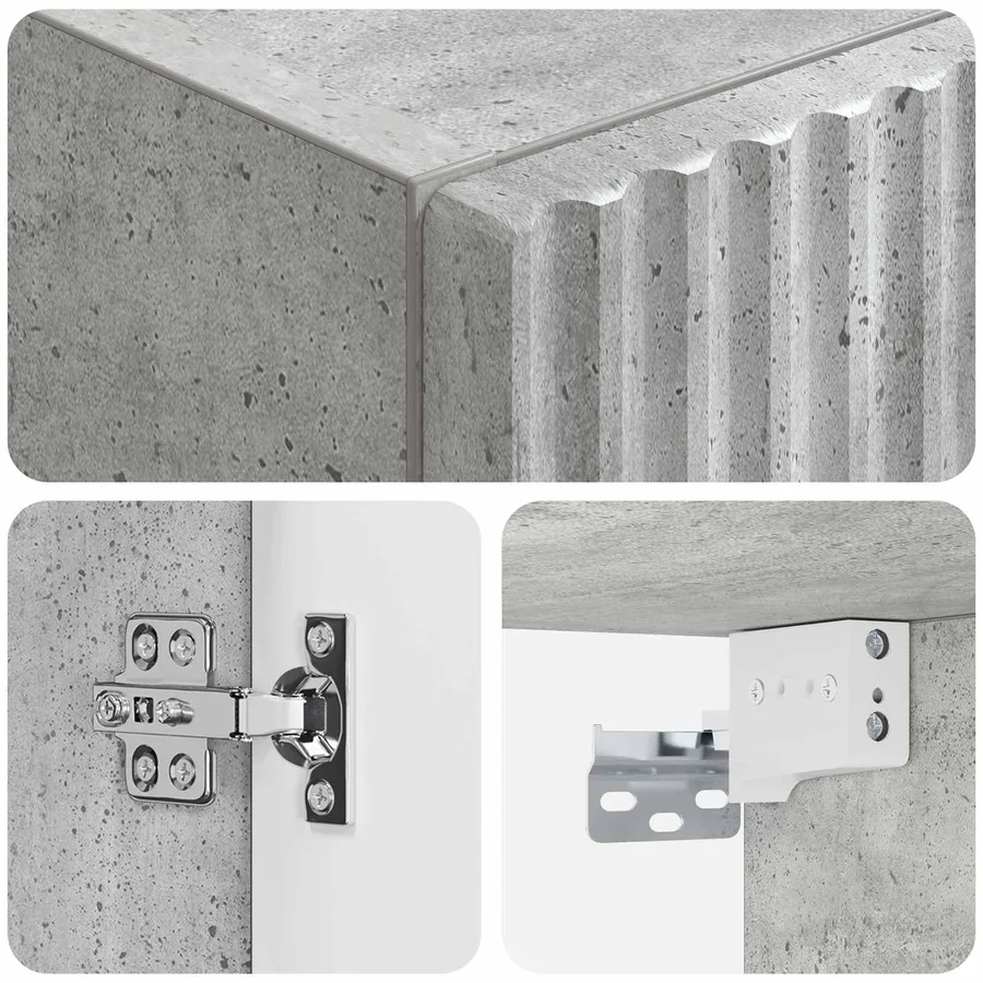 Cabinet de Salle de Bain Mural Gris béton 33 x 34,5 x 160 cm - 6