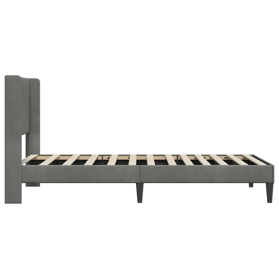 Cadre de lit avec tête de lit Gris foncé 90 x 190 cm Velours - 5