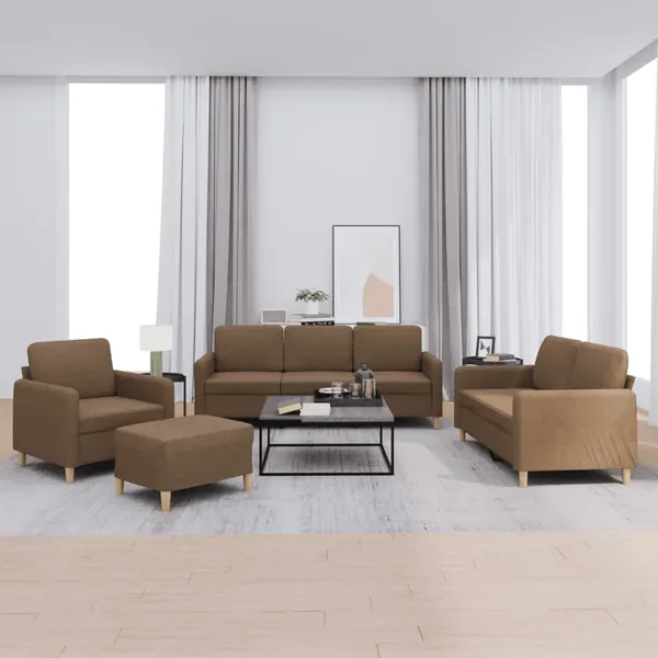 Ensemble de canapés 4 pcs avec coussins Marron Tissu