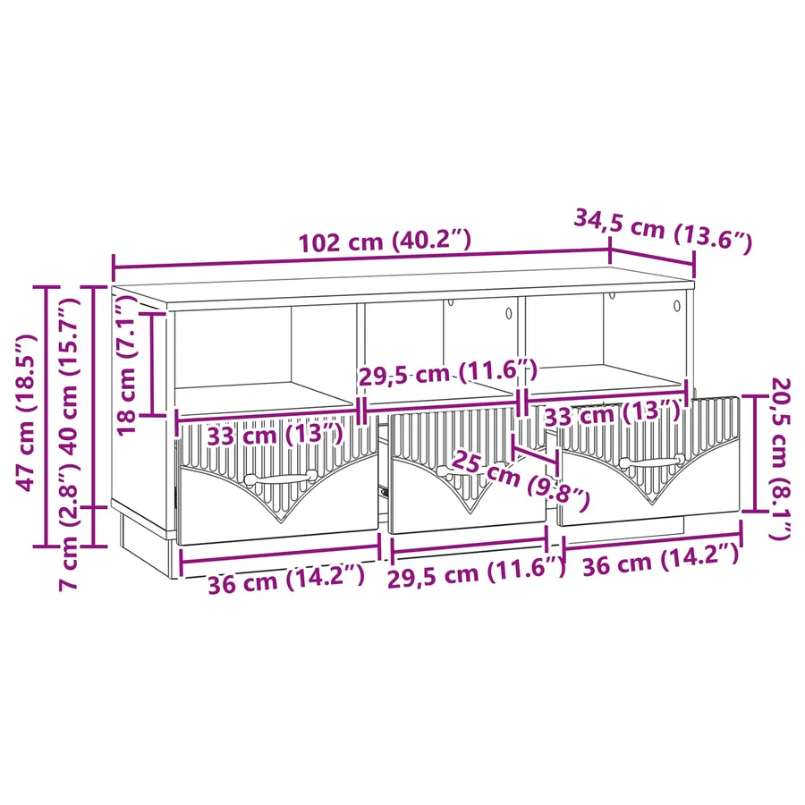 Meuble TV Blanc brillant 102 x 34,5 x 47 cm Bois d'ingénierie - 12