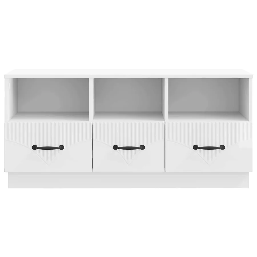 Meuble TV Blanc brillant 102 x 34,5 x 47 cm Bois d'ingénierie - 6