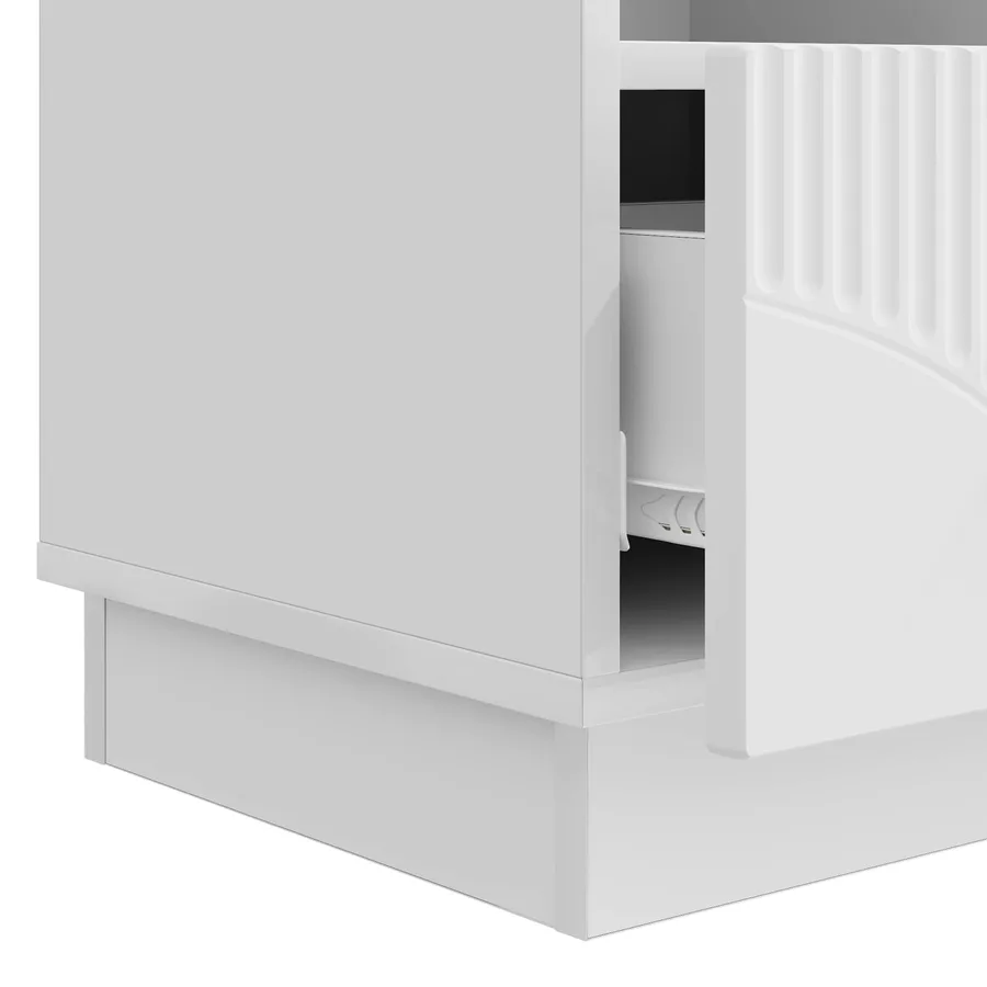Meuble TV Blanc brillant 102 x 34,5 x 47 cm Bois d'ingénierie - 9