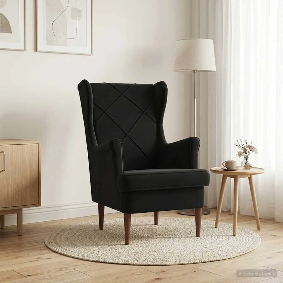 Fauteuil Noir Velours - 3
