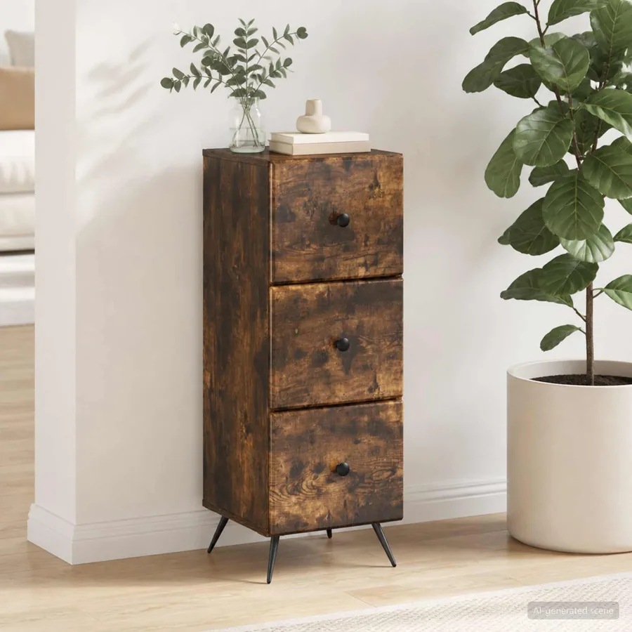 Armoire à tiroirs Chêne fumé 33 x 34,5 x 90 cm