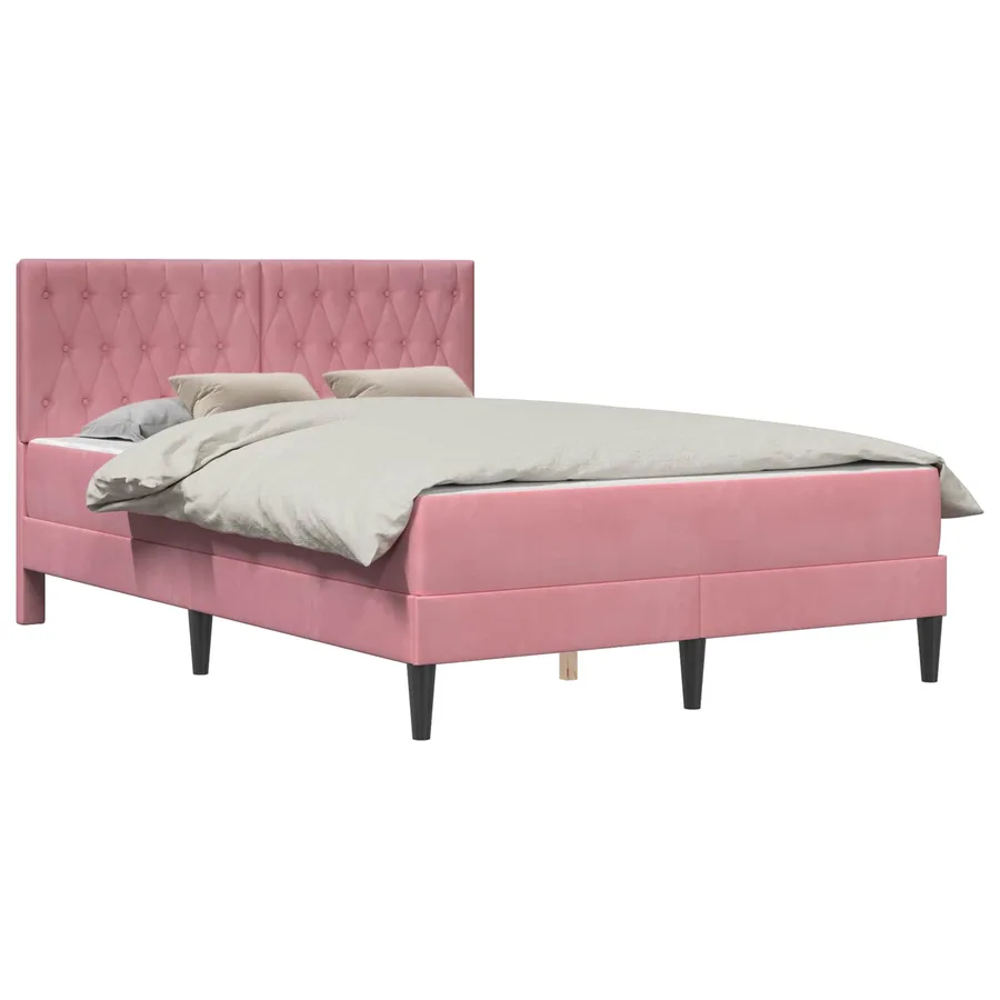 Cadre de lit avec matelas Rose 140 x 190 cm Velours - 2
