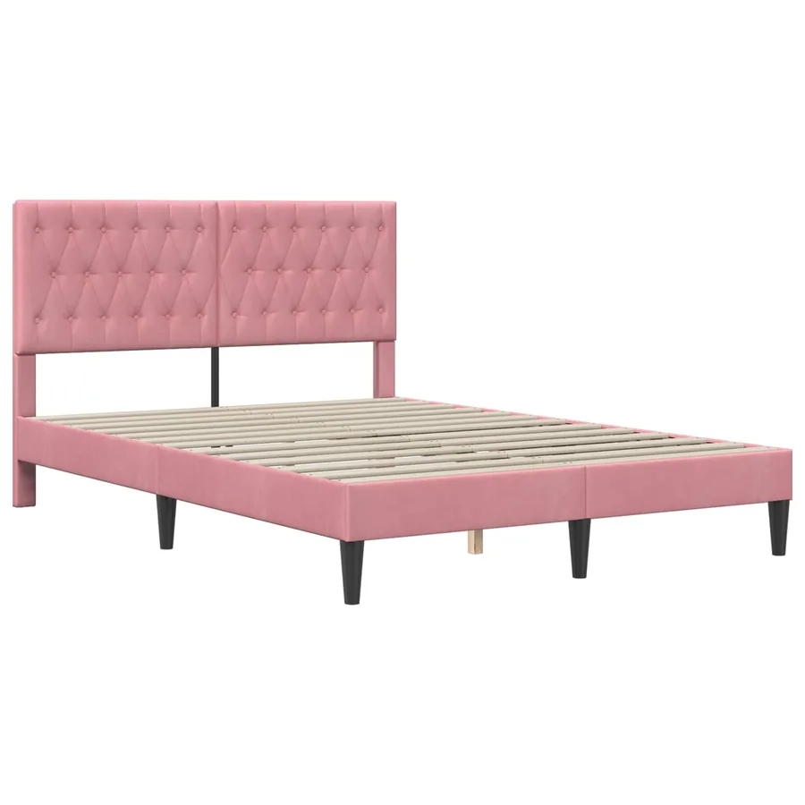Cadre de lit avec matelas Rose 140 x 190 cm Velours - 4