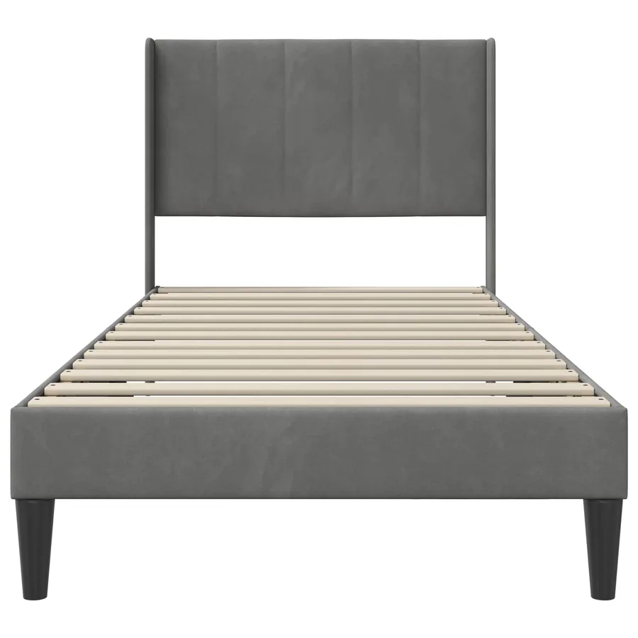 Cadre de lit avec tête de lit Gris foncé 90 x 190 cm Velours - 4