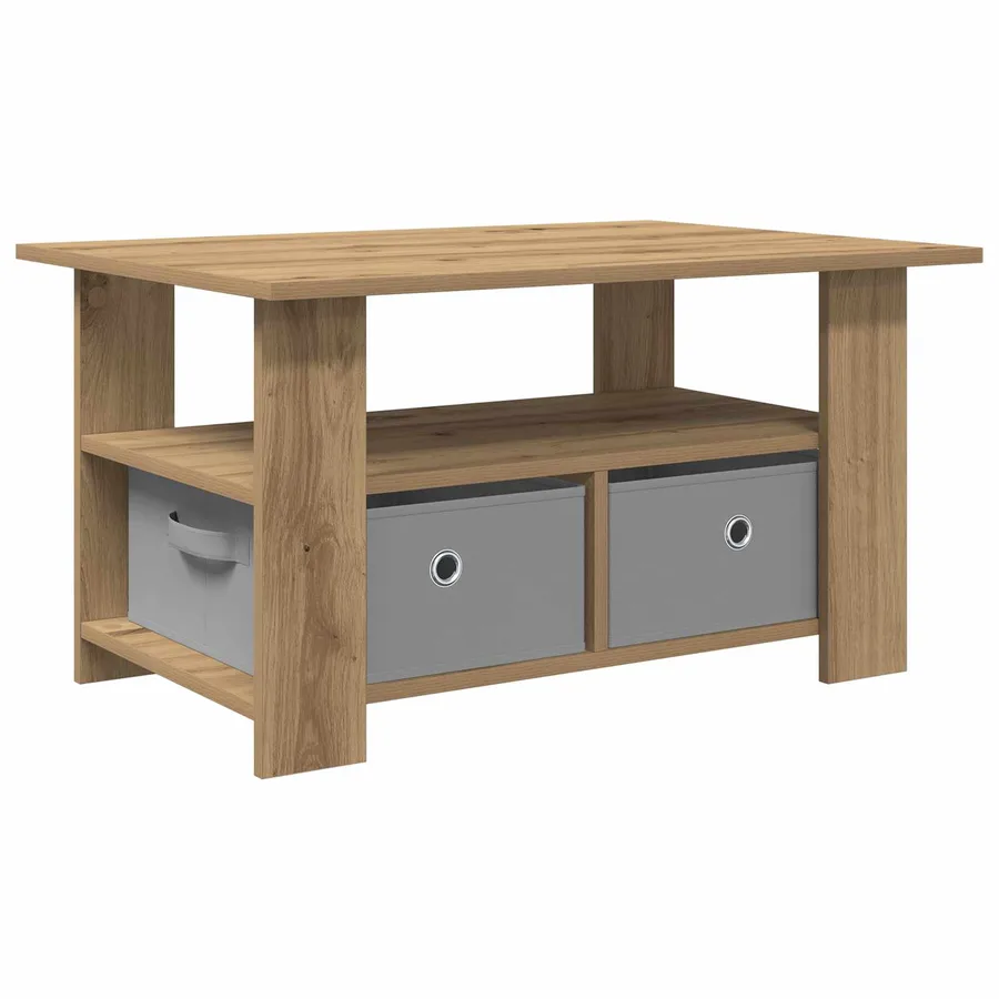 Table basse Chêne artisanal 77 x 55 x 42 cm Bois d'ingénierie - 2
