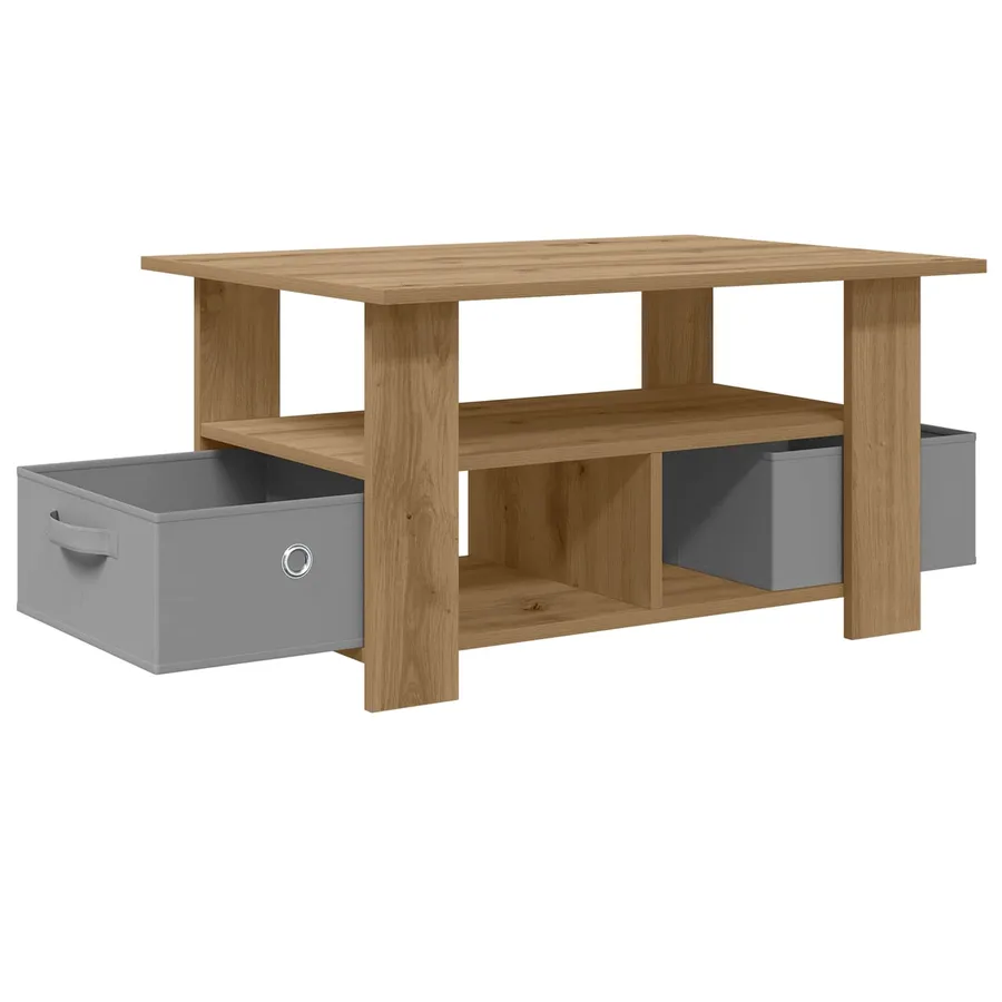 Table basse Chêne artisanal 77 x 55 x 42 cm Bois d'ingénierie - 4
