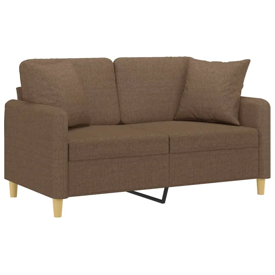 Canapé 2 places avec oreillers décoratifs marron 120 cm tissu - 3