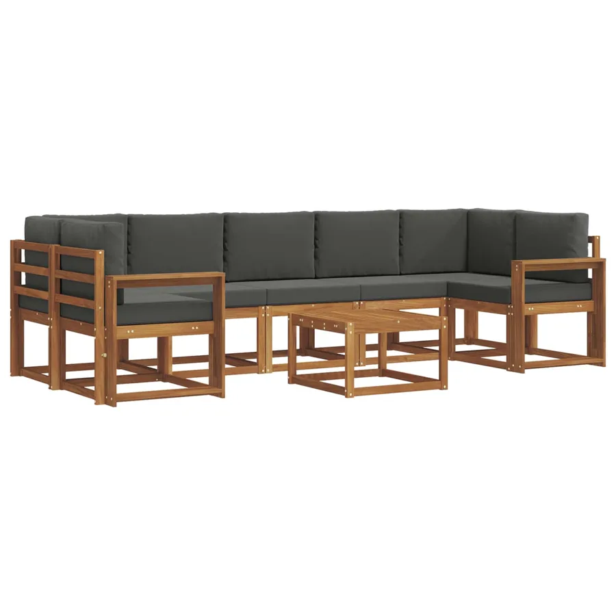 Ensemble de canapés d'extérieur 8 pcs Naturel et Anthracite - 2