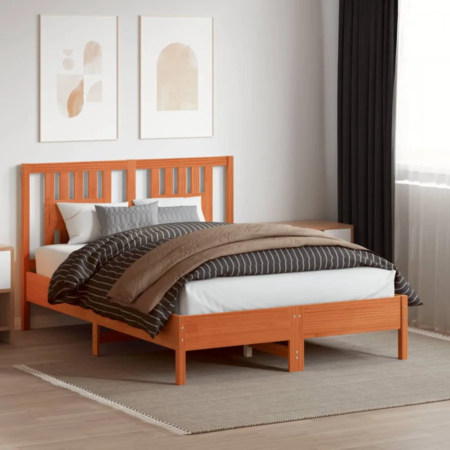 Tête de lit cire marron 140 cm bois massif de pin - 3