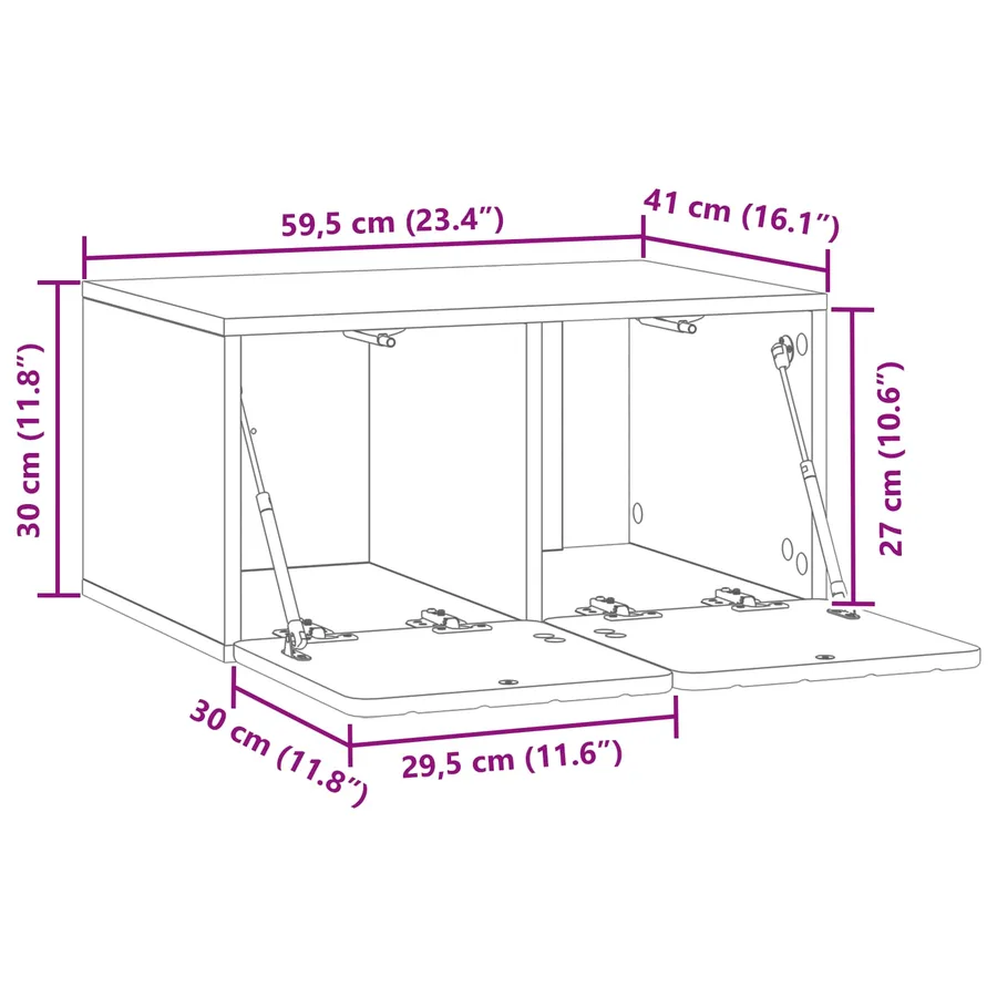 Meuble TV mural 59,5 x 41 x 30 cm Blanc brillant - 11