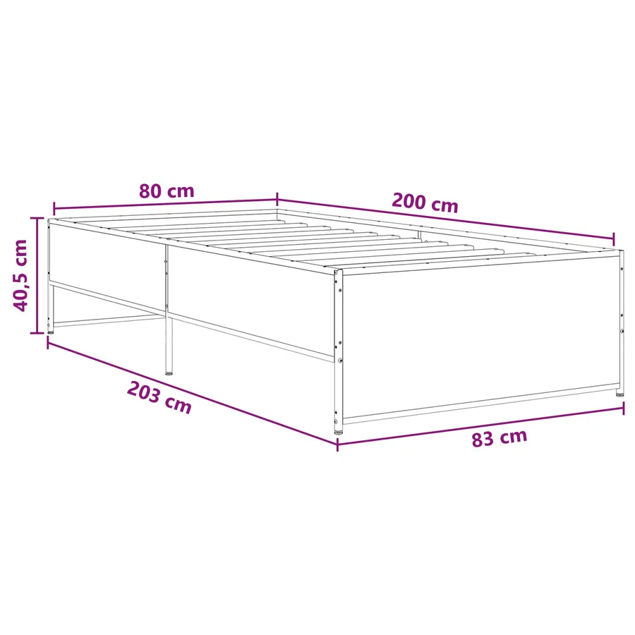 Cadre de lit Sonoma gris 80 x 200 cm Bois d'ingénierie - 8