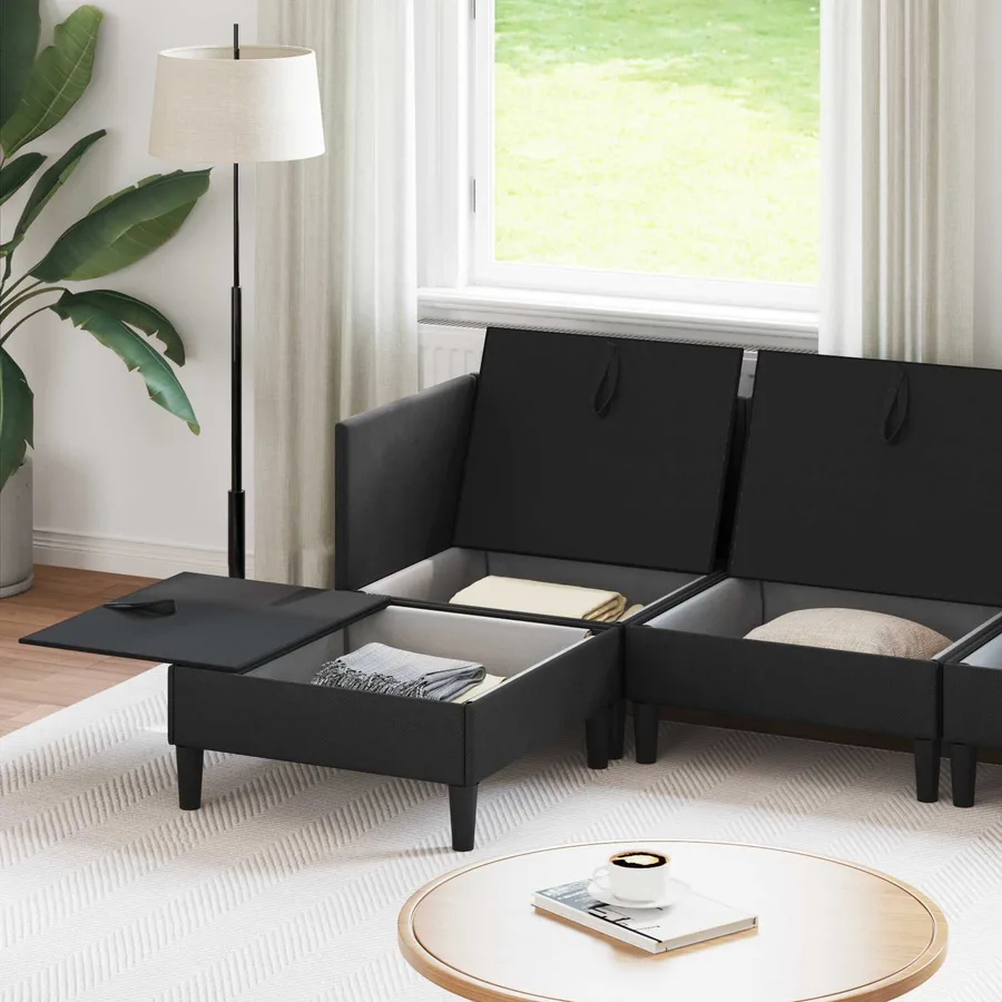 Ensemble de meubles pour le salon 5 pcs Noir Tissu - 3
