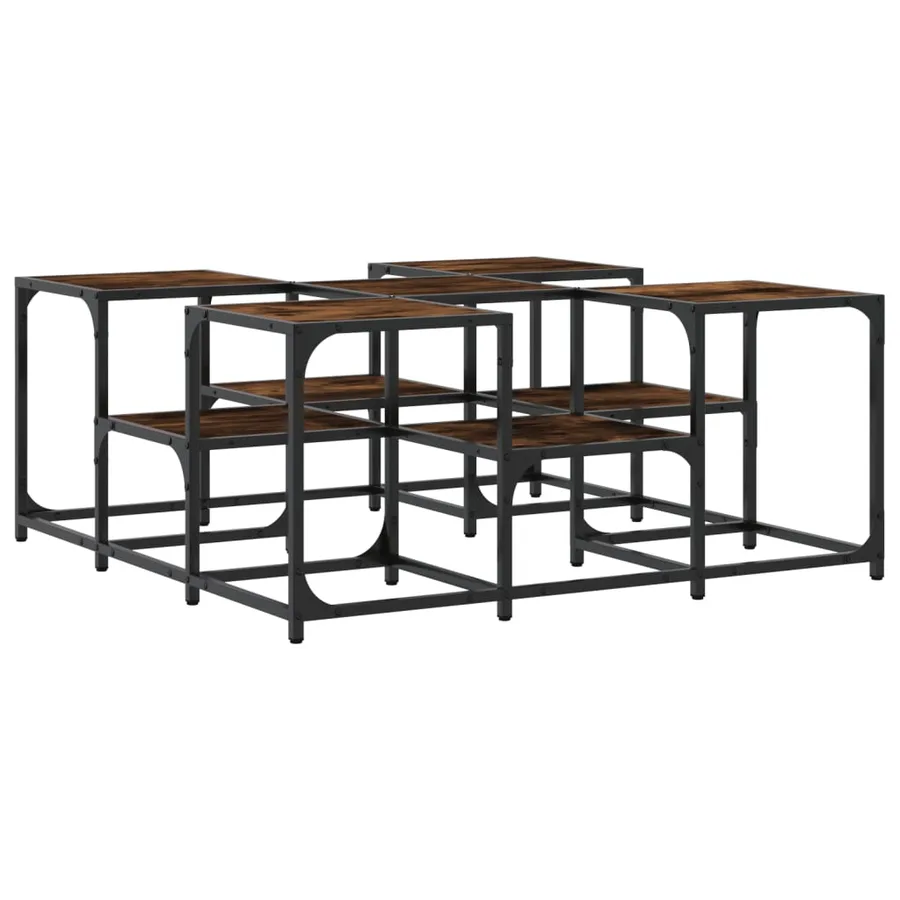 Table basse chêne fumé 91x91x40 cm bois d'ingénierie - 7