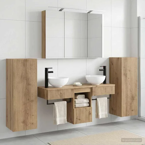 Ensemble de mobilier de salle de bain 6 pc Chêne artisanal
