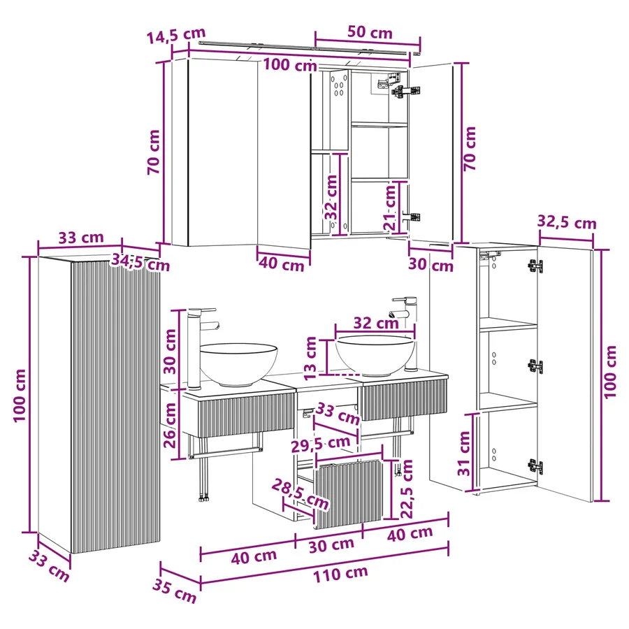 Ensemble de mobilier de salle de bain 6 pc Chêne artisanal - 17