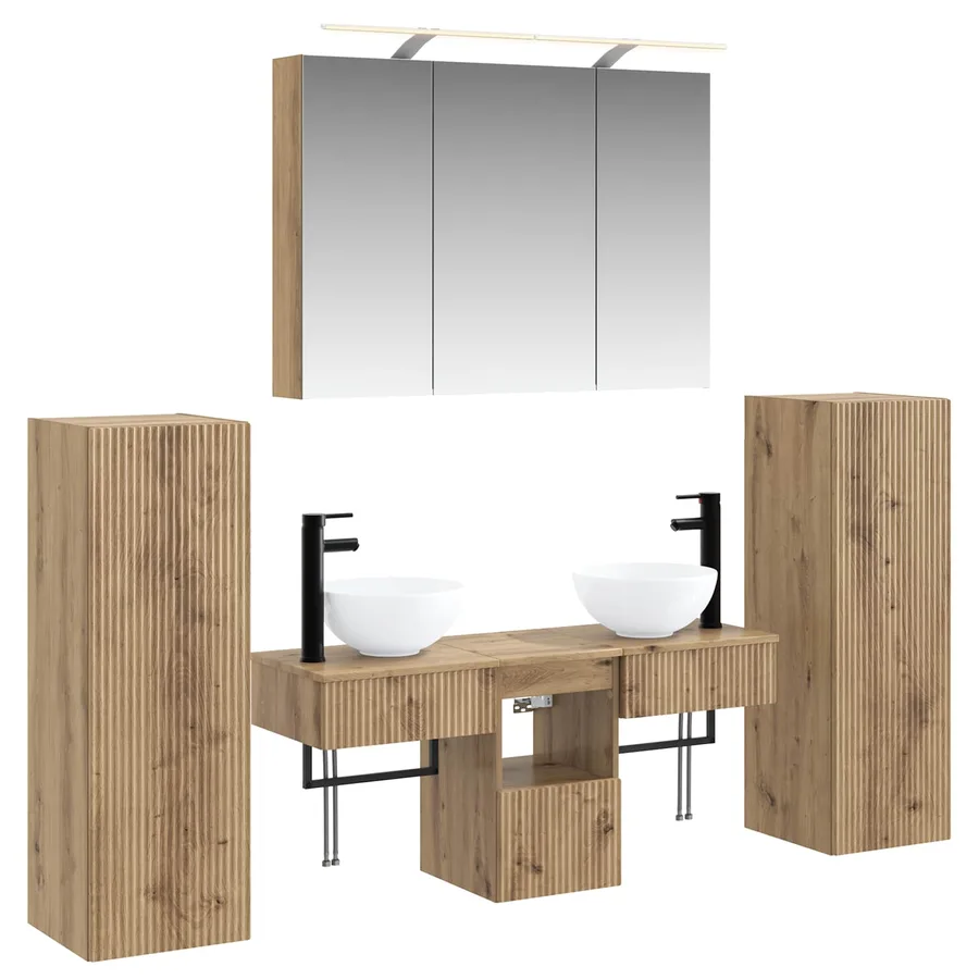 Ensemble de mobilier de salle de bain 6 pc Chêne artisanal - 2