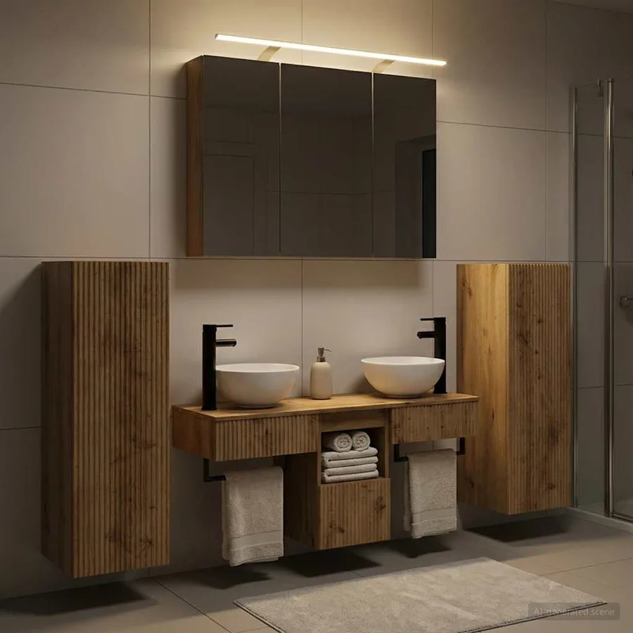 Ensemble de mobilier de salle de bain 6 pc Chêne artisanal - 4