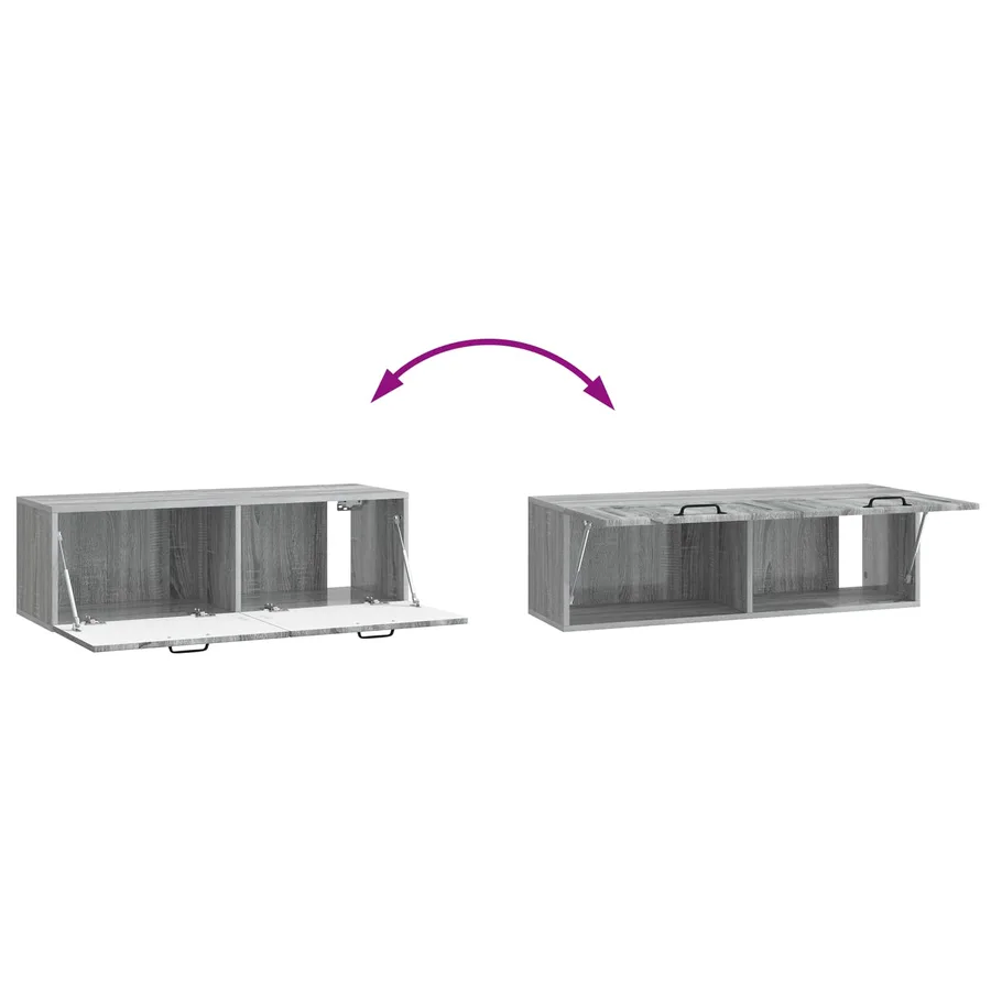 Meuble TV mural Sonoma gris 98 x 31 x 30 cm Bois d'ingénierie - 10