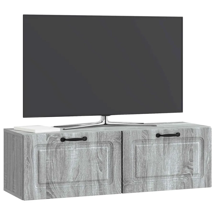 Meuble TV mural Sonoma gris 98 x 31 x 30 cm Bois d'ingénierie - 3