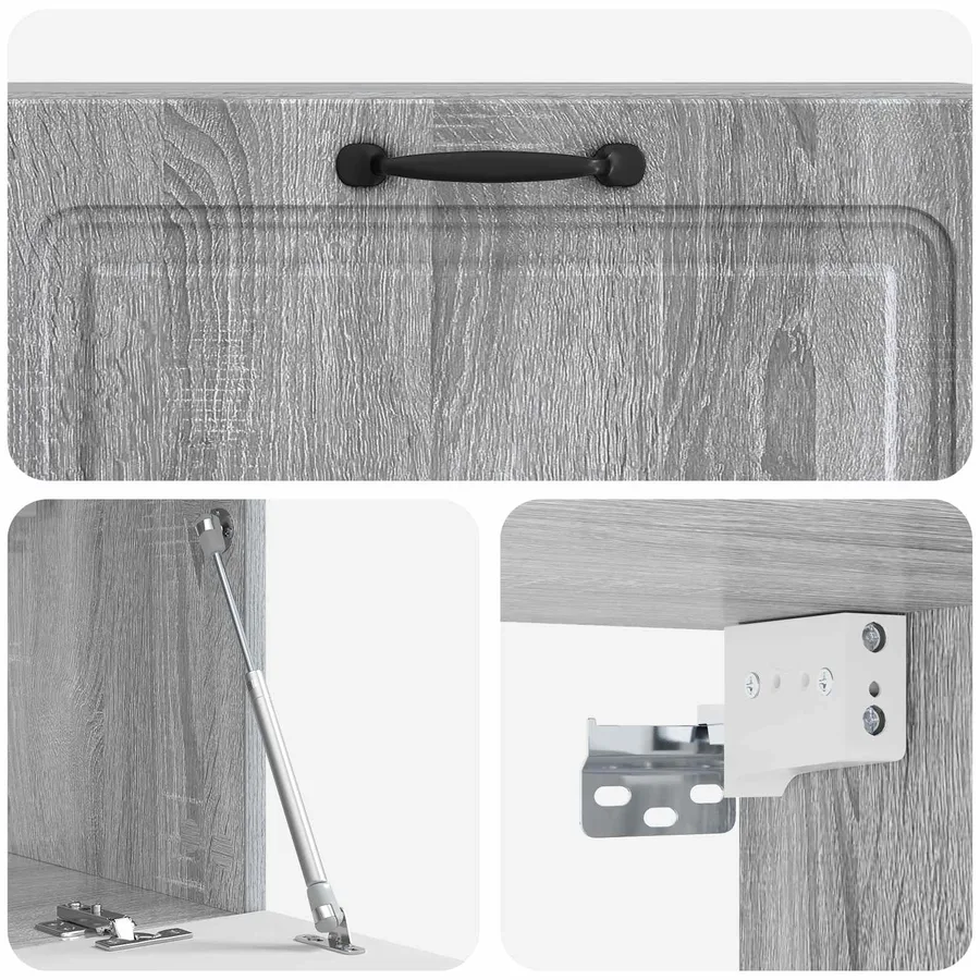 Meuble TV mural Sonoma gris 98 x 31 x 30 cm Bois d'ingénierie - 9