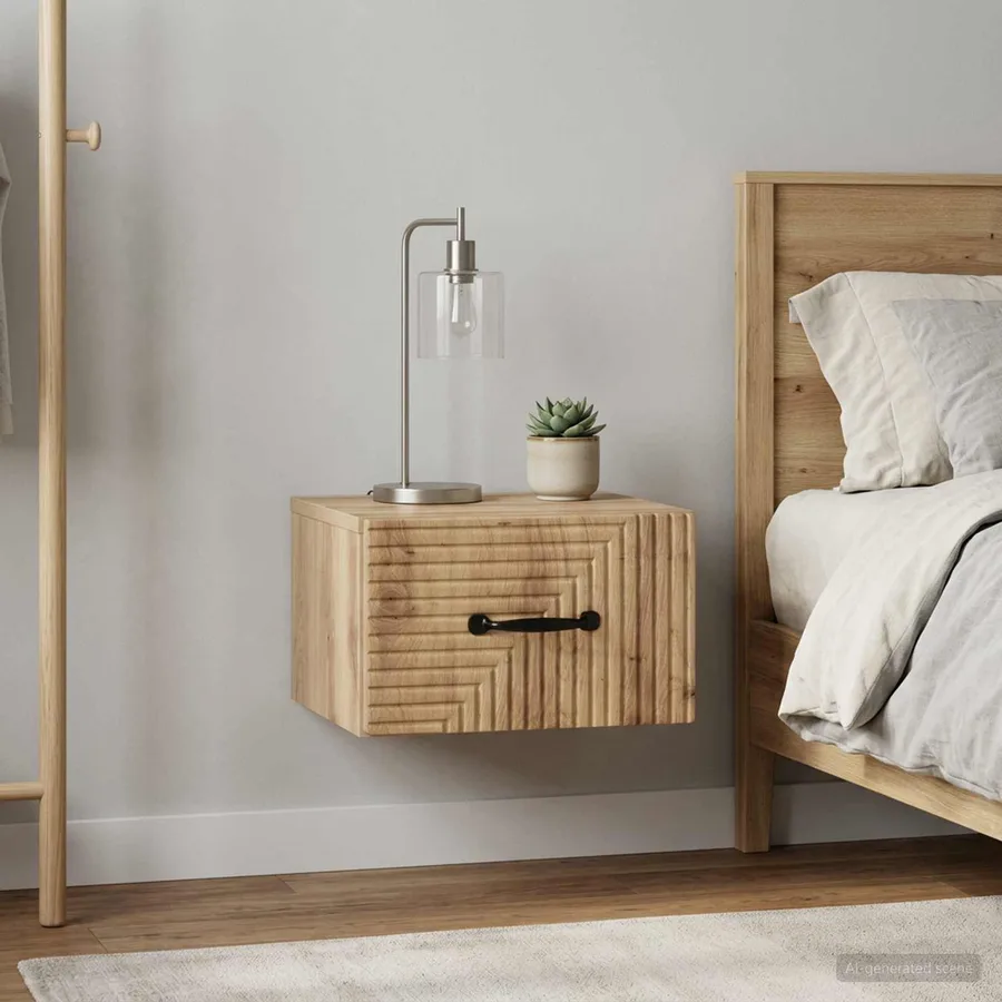 Cabinet de chevet mural 2 pc Chêne artisanal 34,5 x 33 x 20 cm - 4