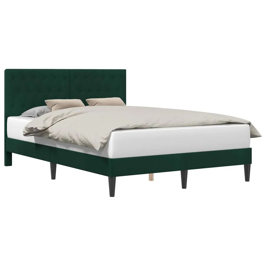 Cadre de lit avec tête de lit Vert foncé 140 x 190 cm Velours - 2