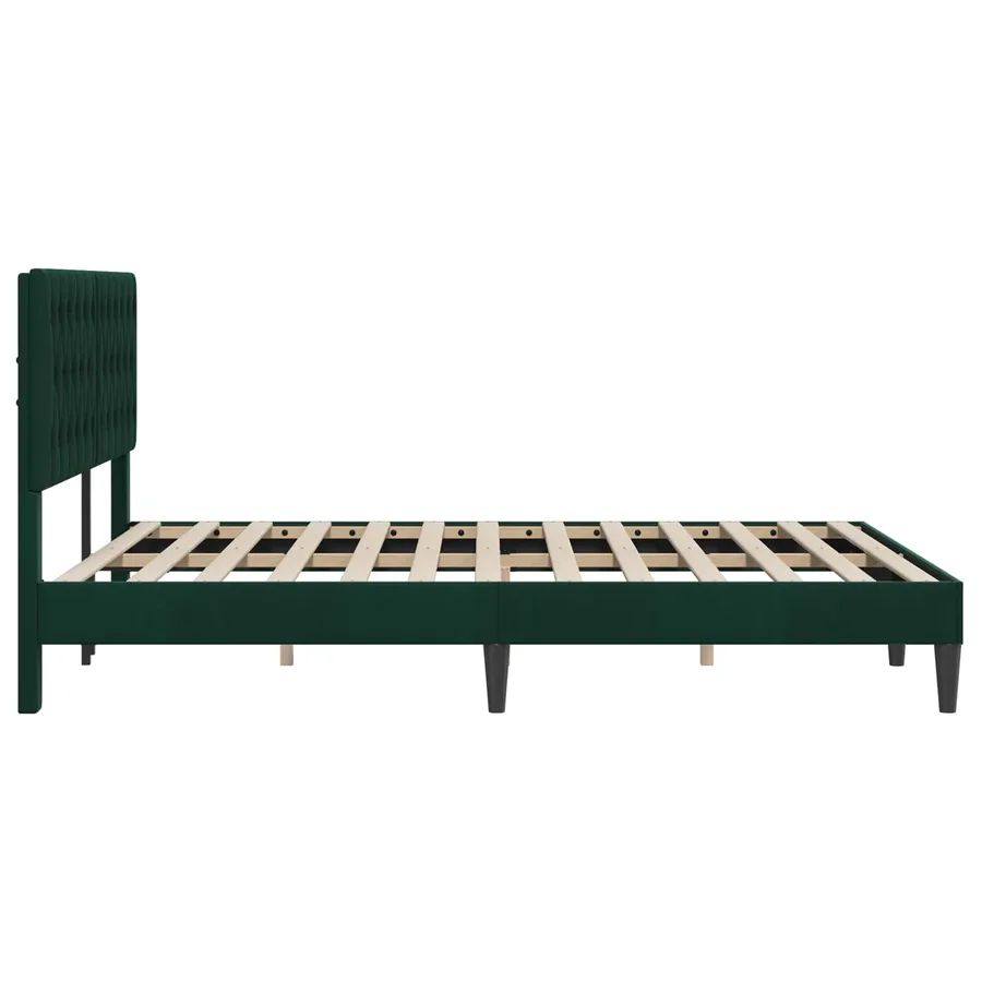 Cadre de lit avec tête de lit Vert foncé 140 x 190 cm Velours - 5