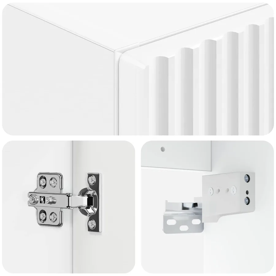 Cabinet de Salle de Bain Mural Blanc brillant 33 x 34,5 x 60 cm - 6