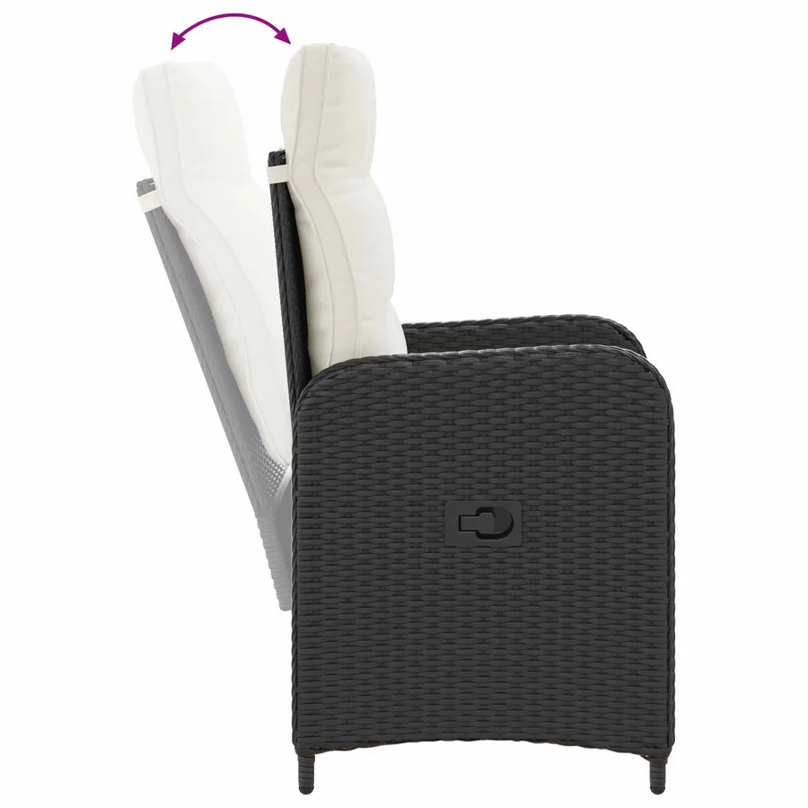 Ensemble de repas extérieur 5 pcs Noir et blanc crème polyrotin - 9