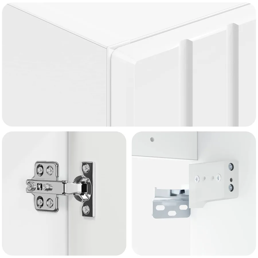 Cabinet de Salle de Bain Mural Blanc brillant 33 x 34,5 x 60 cm - 6