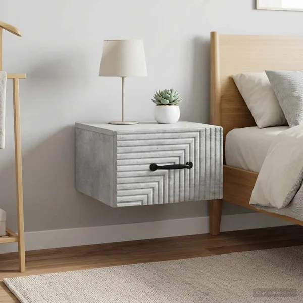 Cabinet de chevet mural 2 pcs Gris béton 34,5 x 33 x 20 cm