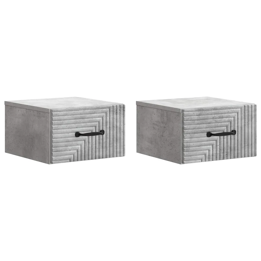 Cabinet de chevet mural 2 pcs Gris béton 34,5 x 33 x 20 cm - 2