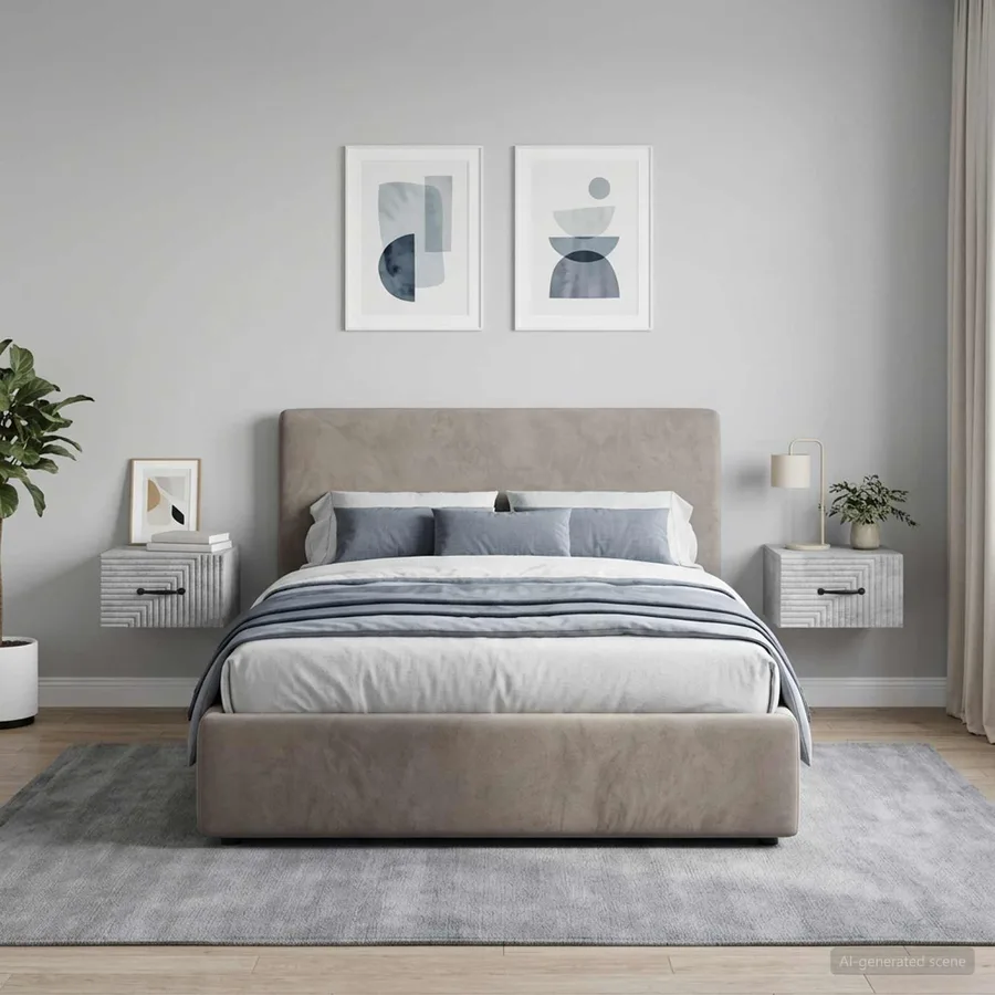 Cabinet de chevet mural 2 pcs Gris béton 34,5 x 33 x 20 cm - 4