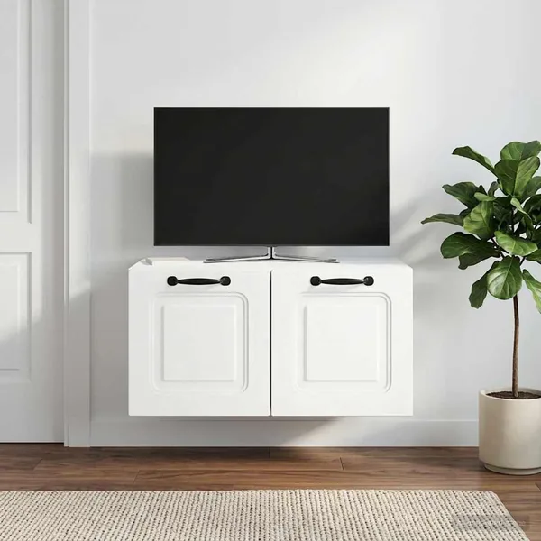 Meuble TV mural Blanc 59,5 x 41 x 30 cm Bois d'ingénierie