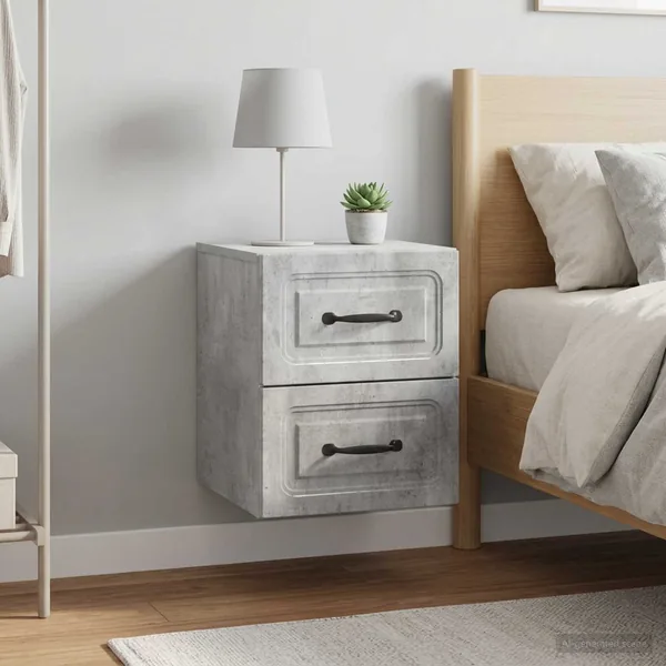 Cabinet de chevet mural 2 pcs Gris béton 34,5 x 33 x 40 cm