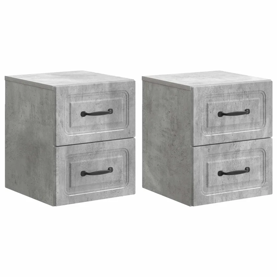 Cabinet de chevet mural 2 pcs Gris béton 34,5 x 33 x 40 cm - 2