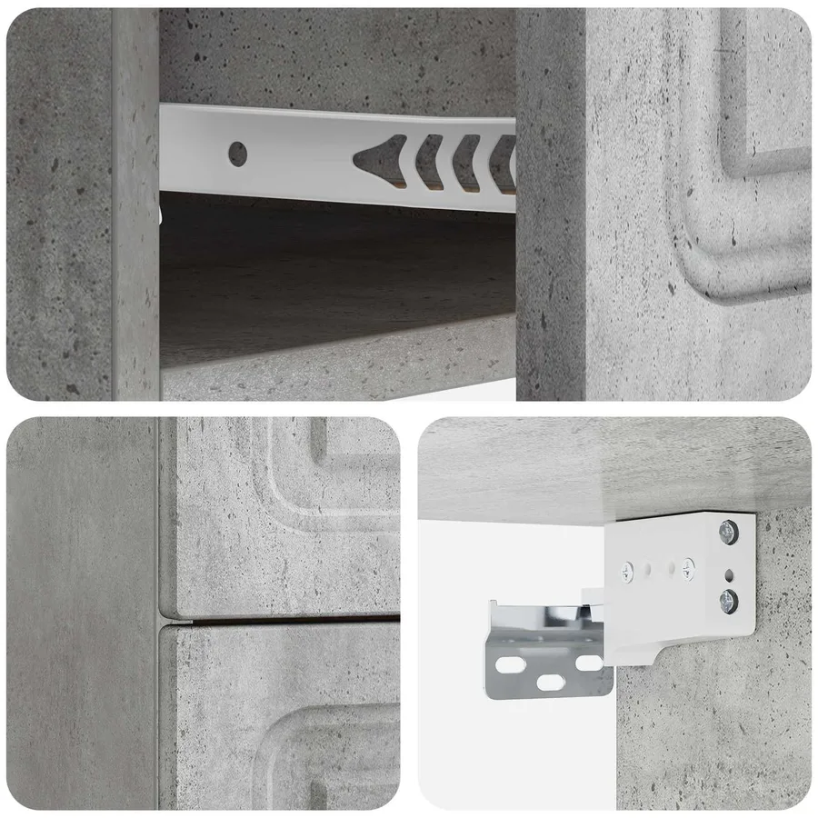 Cabinet de chevet mural 2 pcs Gris béton 34,5 x 33 x 40 cm - 8