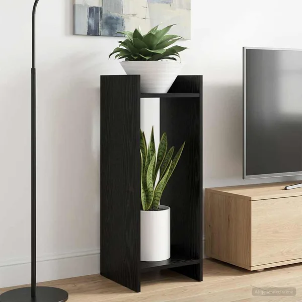 Support de Plante Chêne Noir 30 x 30 x 80 cm Bois d’ingénierie