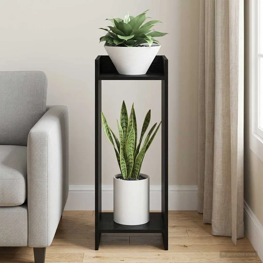 Support de Plante Chêne Noir 30 x 30 x 80 cm Bois d’ingénierie - 4
