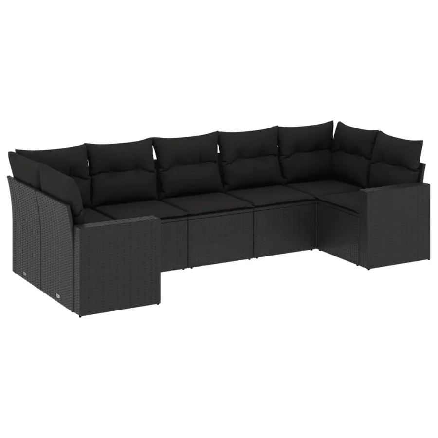 Salon de jardin 7 pcs avec coussins noir résine tressée 62 x 62 x 69 cm - 61,8 kg - 2
